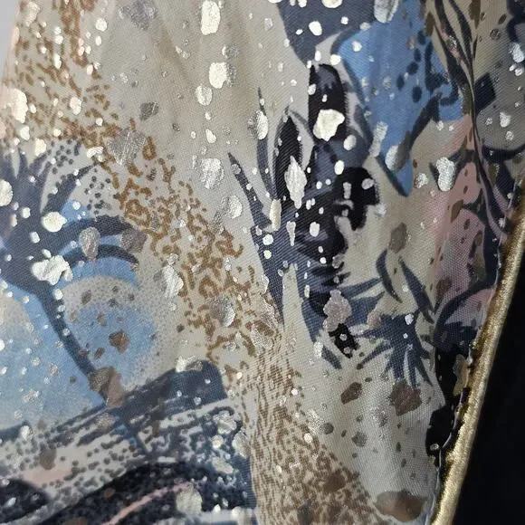 Vintage 80s East West Windbreaker cream silver blue women's Large - Picture 9 of 13